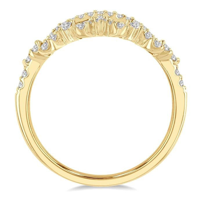 1/3 Ctw Alternating Marquise and Circular Mount Round Cut Diamond Curved Band in 14K Yellow Gold