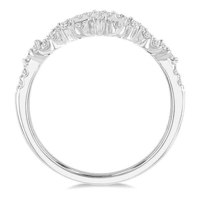 1/3 Ctw Alternating Marquise and Circular Mount Round Cut Diamond Curved Band in 14K White Gold