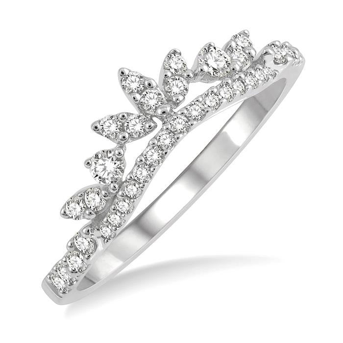 1/3 Ctw Alternating Marquise and Circular Mount Round Cut Diamond Curved Band in 14K White Gold