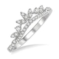 1/3 Ctw Alternating Marquise and Circular Mount Round Cut Diamond Curved Band in 14K White Gold