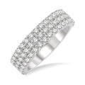 1 1/4 Ctw Triple Row Round Cut Diamond Wedding Band in 14K White Gold