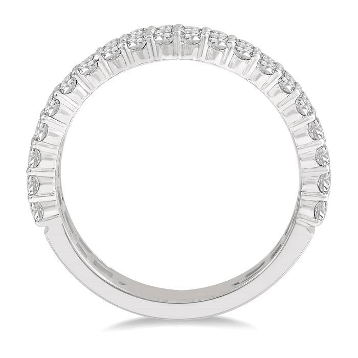 1 1/4 Ctw Triple Row Round Cut Diamond Wedding Band in 14K White Gold