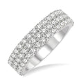 1 1/4 Ctw Triple Row Round Cut Diamond Wedding Band in 14K White Gold