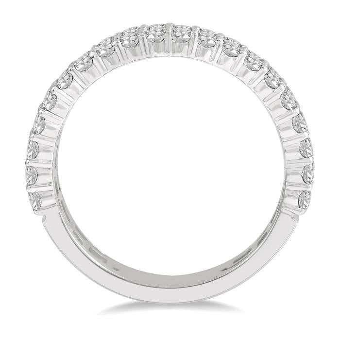 1 1/4 Ctw Triple Row Round Cut Diamond Wedding Band in 14K White Gold