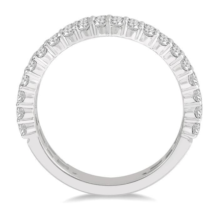 1 1/4 Ctw Triple Row Round Cut Diamond Wedding Band in 14K White Gold