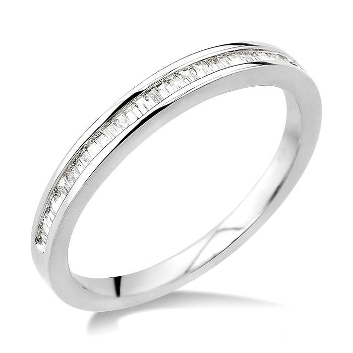 1/4 Ctw Channel Set Baguette Cut Diamond Wedding Band in 14K White Gold