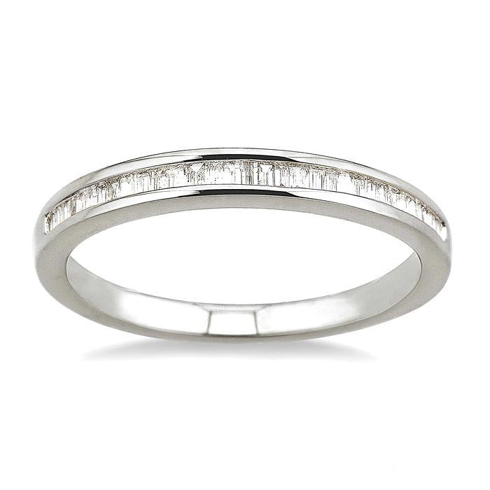 1/4 Ctw Channel Set Baguette Cut Diamond Wedding Band in 14K White Gold