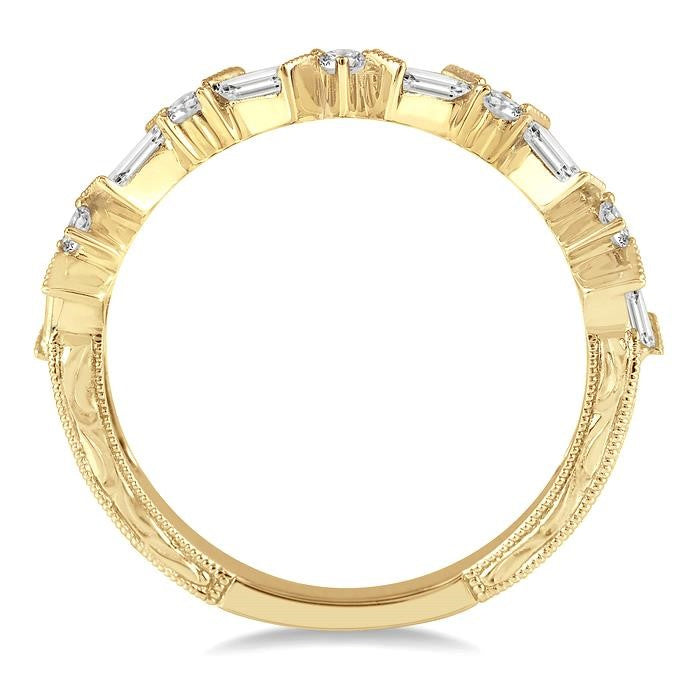 1/2 Ctw Zigzag Baguette and Round Cut Diamond Fashion Band in 14K Yellow Gold