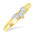 1/5 Ctw Marquise Cut Diamond Half Flower Motif Chevron Ring in 14K Yellow Gold