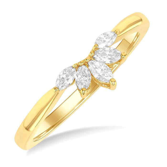 Marquise Shape Chevron Diamond Fashion Ring