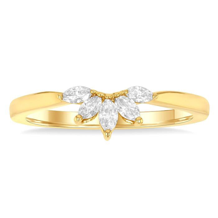 Marquise Shape Chevron Diamond Fashion Ring