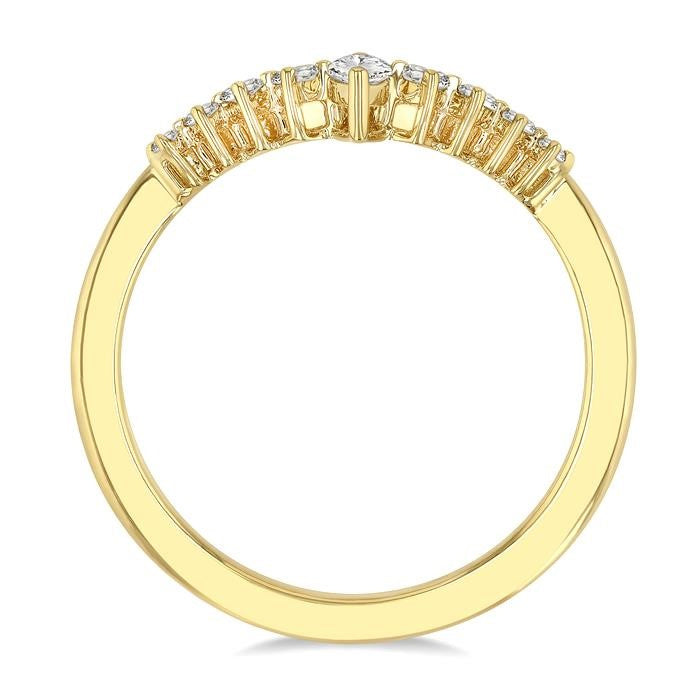 1/4 Ctw Marquise and Round Cut Diamond Chevron Ring in 14K Yellow Gold