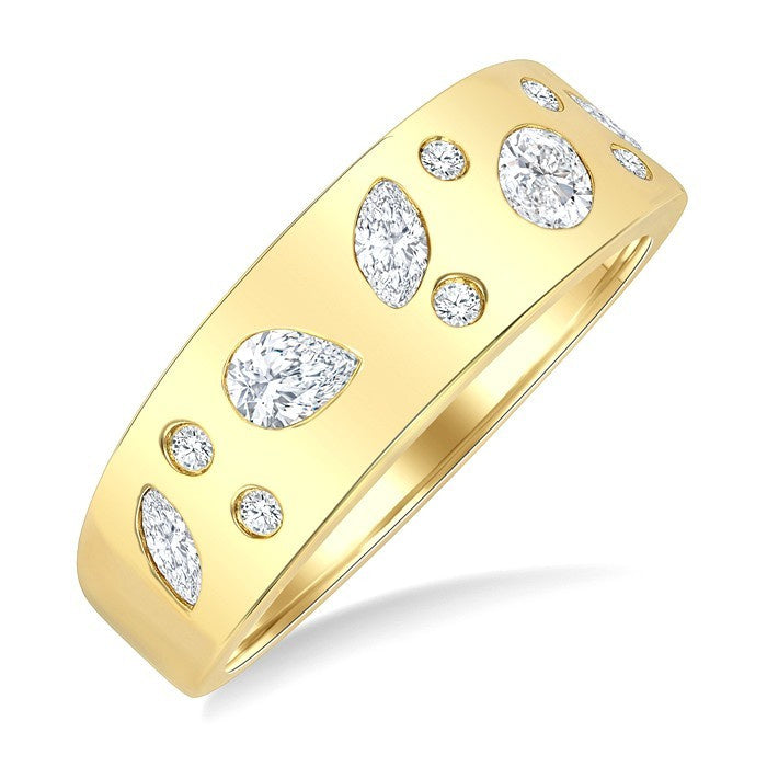 1/2 Ctw Scatter Mixed Diamond Cut Bold Gold Fashion Band in 14K Yellow Gold