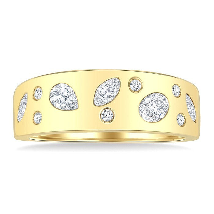 1/2 Ctw Scatter Mixed Diamond Cut Bold Gold Fashion Band in 14K Yellow Gold
