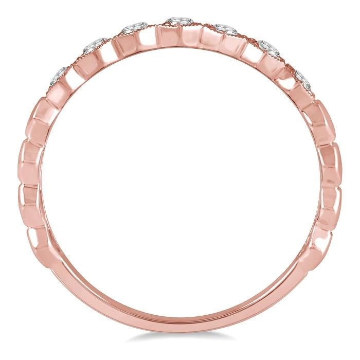 1/6 Ctw Round Cut Diamond Stackable Wedding Band in 14K Rose Gold
