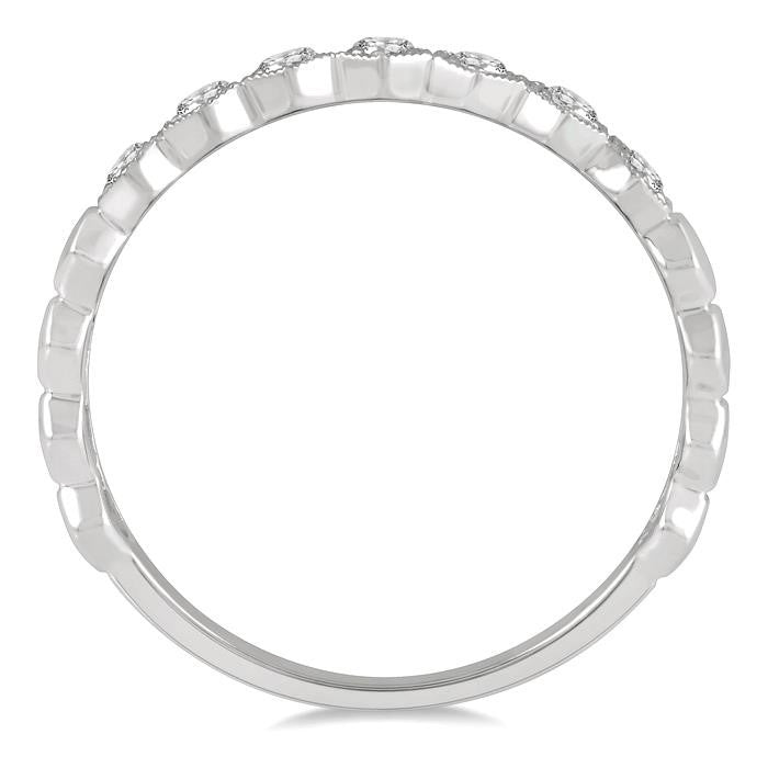 1/6 Ctw Round Cut Diamond Stackable Wedding Band in 14K White Gold