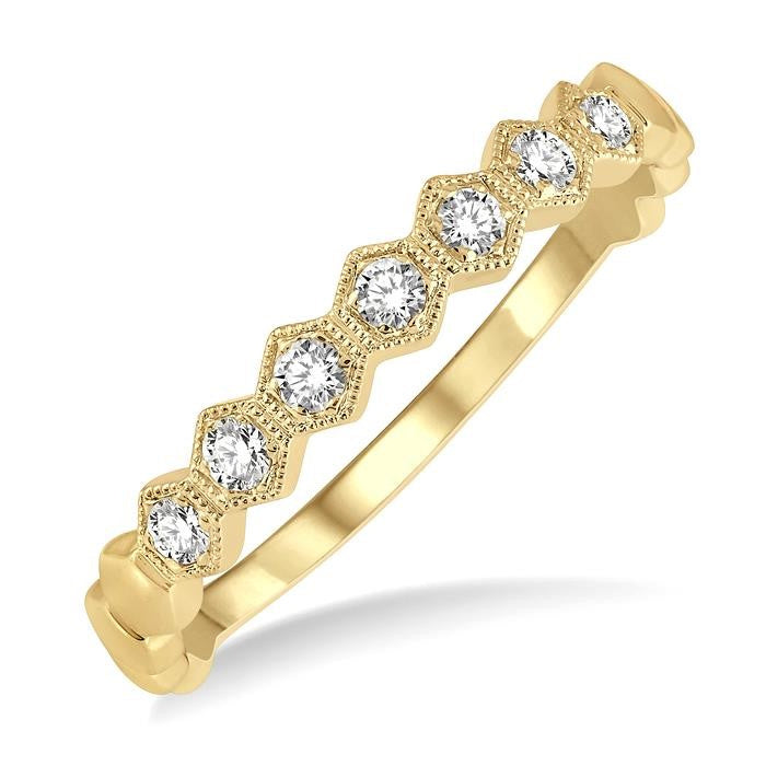 1/6 Ctw Round Cut Diamond Stackable Band 14K Yellow Gold