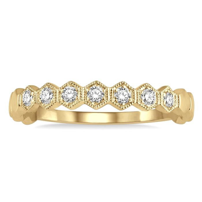 1/6 Ctw Round Cut Diamond Stackable Band 14K Yellow Gold
