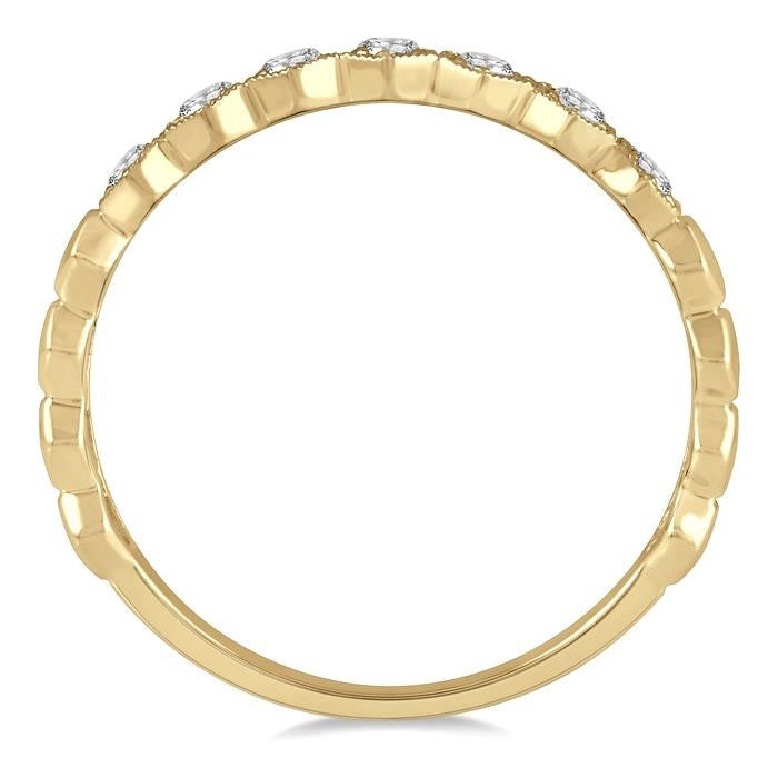 1/6 Ctw Round Cut Diamond Stackable Band 14K Yellow Gold
