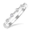 1/10 Ctw Bezel Set Round Cut Diamond Stackable Wedding Band in 14K White Gold