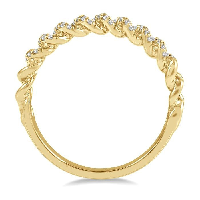 1/6 Ctw Round Cut Diamond Curb & Cuban Fashion Band in 14K Yellow Gold