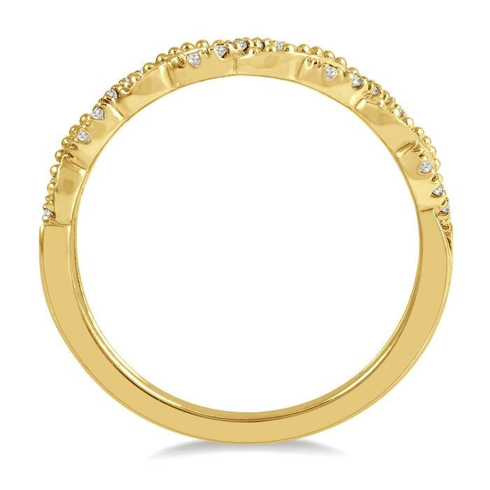 1/10 Ctw Entwined Round Cut Diamond Stack Band in 14K Yellow Gold