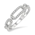 1/5 Ctw Round Cut Diamond Paperclip Ladies Ring in 14K White Gold