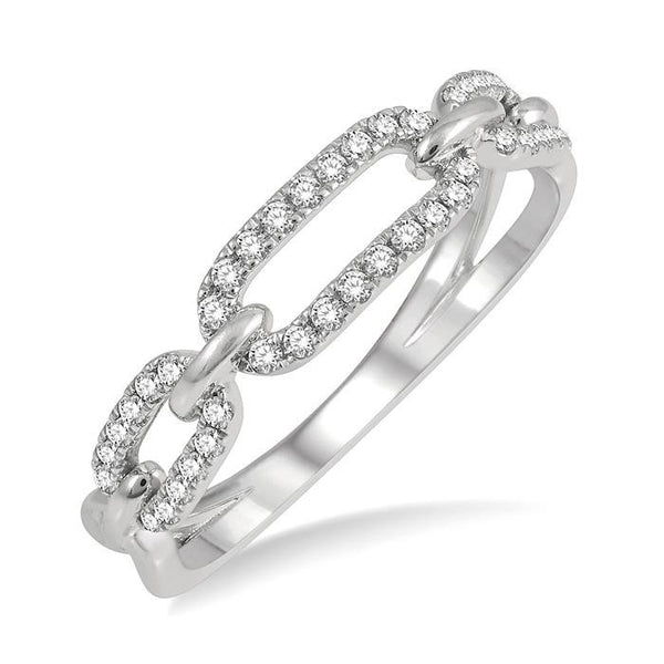 1/5 Ctw Round Cut Diamond Paperclip Ladies Ring in 14K White Gold