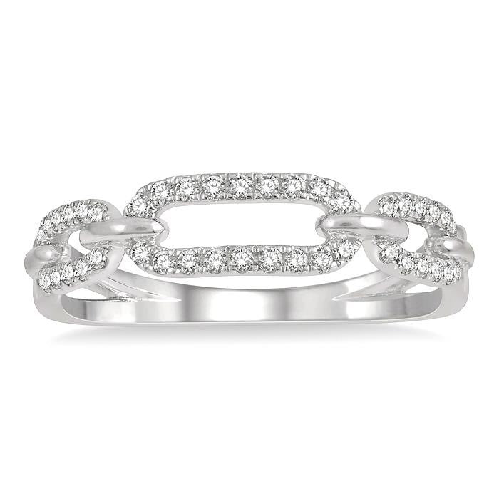 1/5 Ctw Round Cut Diamond Paperclip Ladies Ring in 14K White Gold