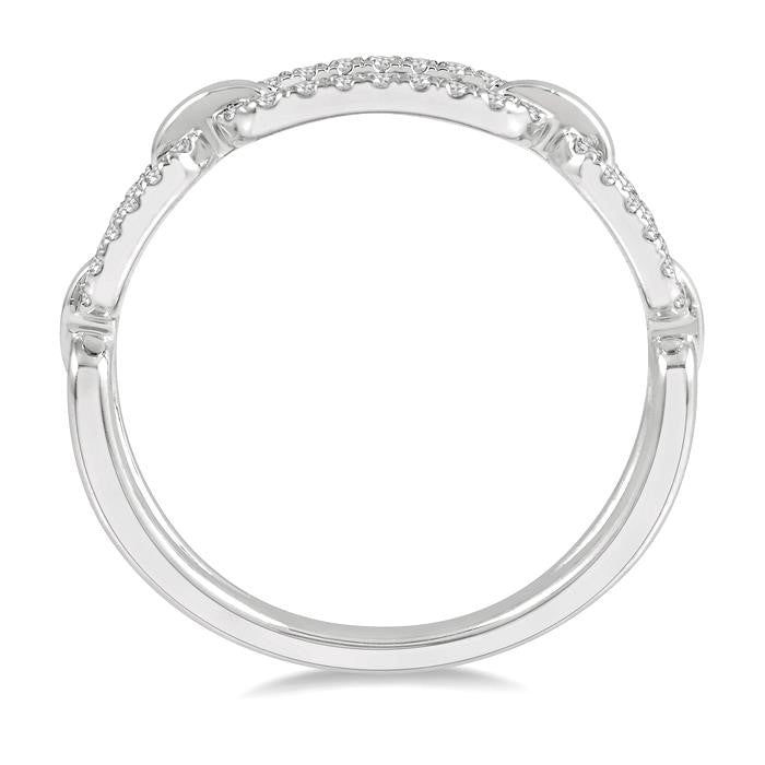 1/5 Ctw Round Cut Diamond Paperclip Ladies Ring in 14K White Gold