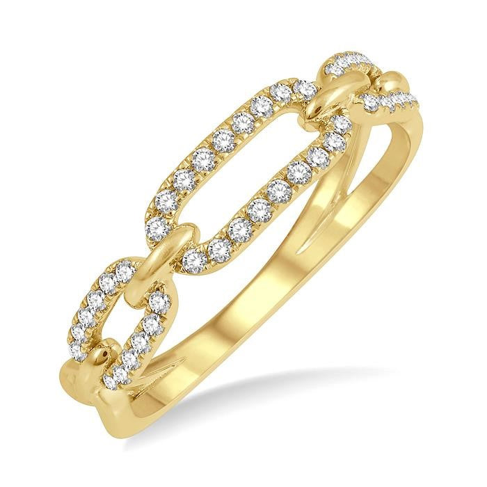 1/5 Ctw Round Cut Diamond Paperclip Ladies Ring in 14K Yellow Gold