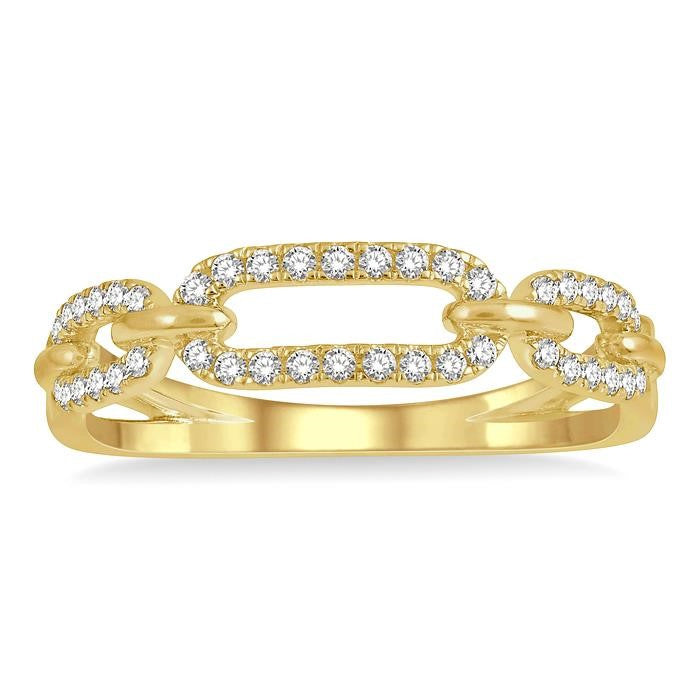1/5 Ctw Round Cut Diamond Paperclip Ladies Ring in 14K Yellow Gold