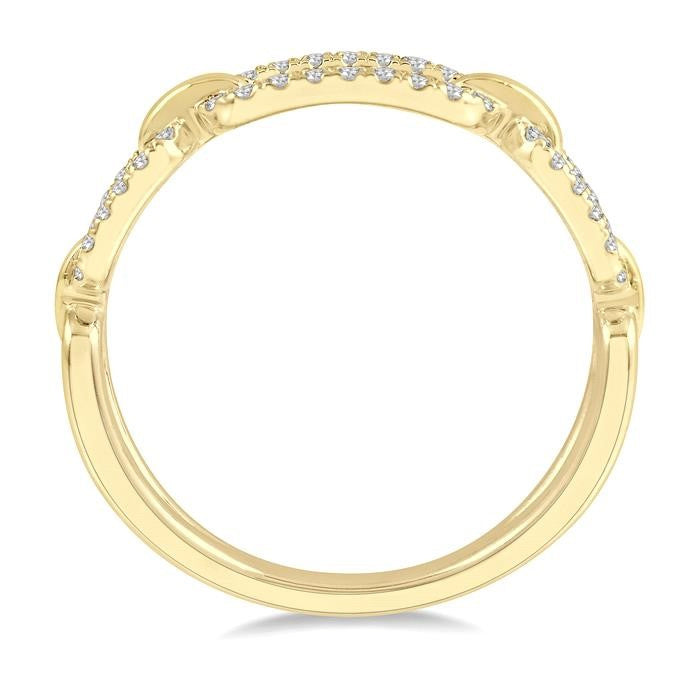 1/5 Ctw Round Cut Diamond Paperclip Ladies Ring in 14K Yellow Gold