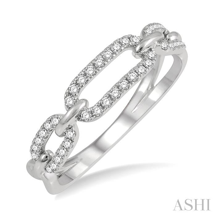 1/5 Ctw Round Cut Diamond Paperclip Ladies Ring in 14K White Gold