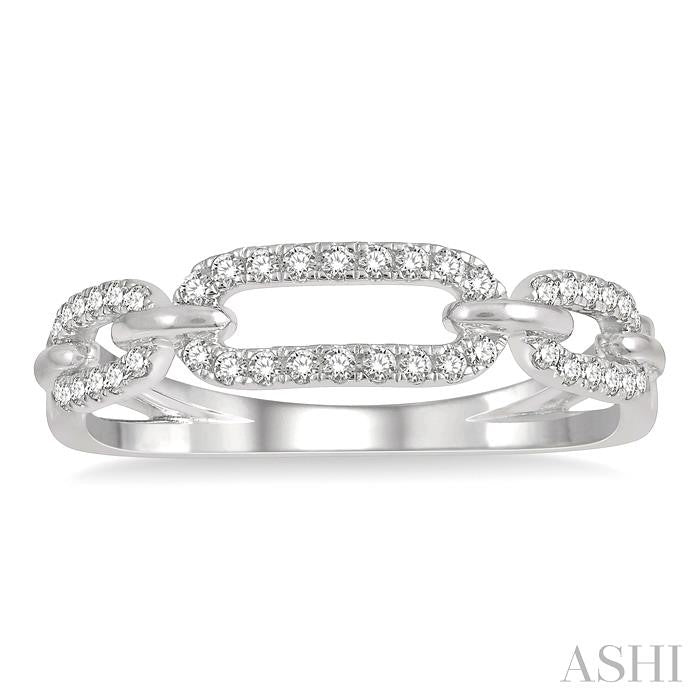 1/5 Ctw Round Cut Diamond Paperclip Ladies Ring in 14K White Gold