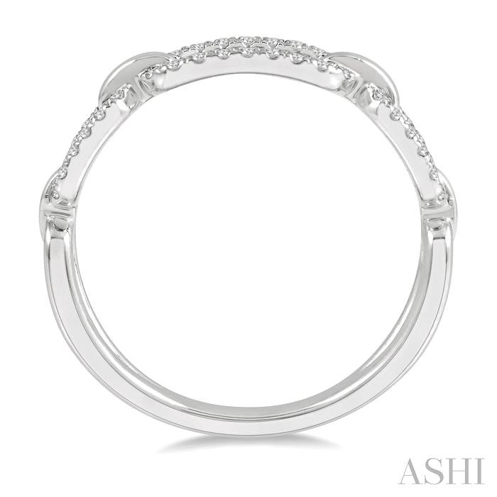 1/5 Ctw Round Cut Diamond Paperclip Ladies Ring in 14K White Gold