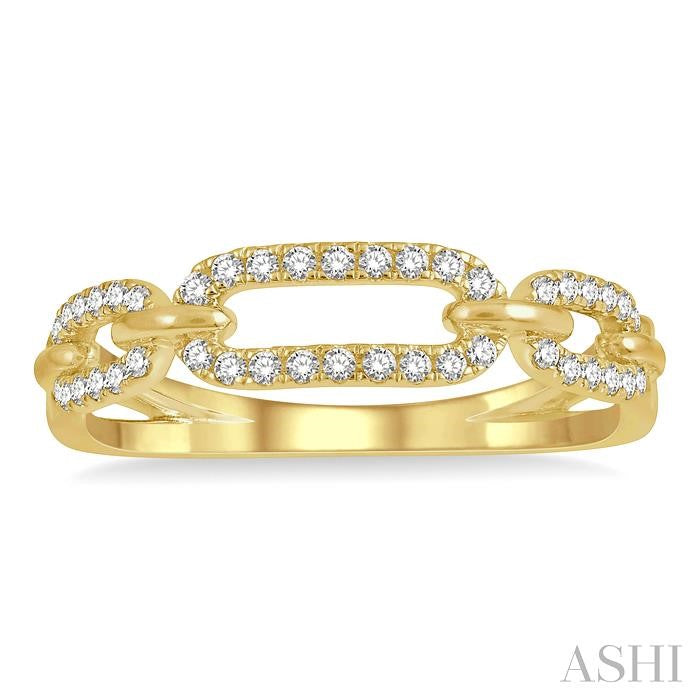 1/5 Ctw Round Cut Diamond Paperclip Ladies Ring in 14K Yellow Gold