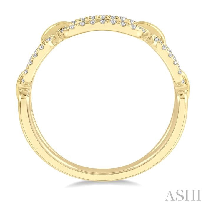 1/5 Ctw Round Cut Diamond Paperclip Ladies Ring in 14K Yellow Gold