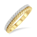 1/5 Ctw Rope Bead and Round Cut Diamond Wedding Band in 14K Yellow Gold