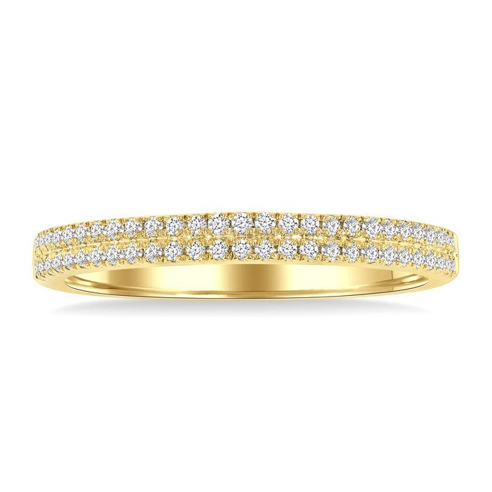 1/5 Ctw Double Row Round Cut Diamond Fashion Ring in 14K Yellow Gold