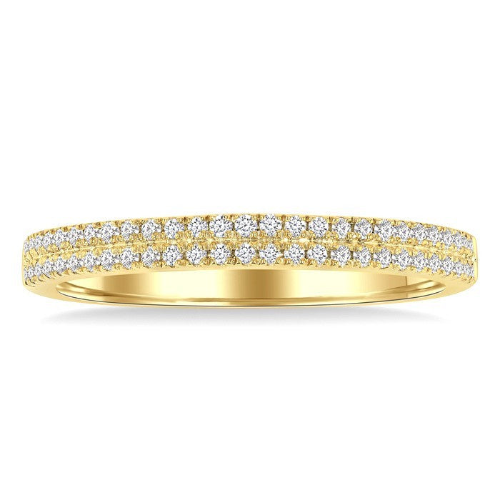 1/5 Ctw Double Row Round Cut Diamond Fashion Ring in 10K Yellow Gold