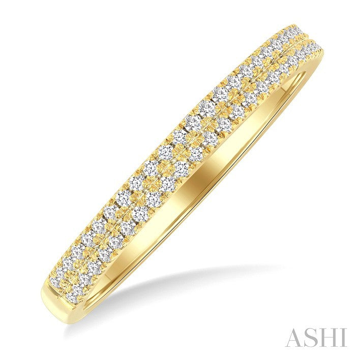1/5 Ctw Double Row Round Cut Diamond Fashion Ring in 10K Yellow Gold