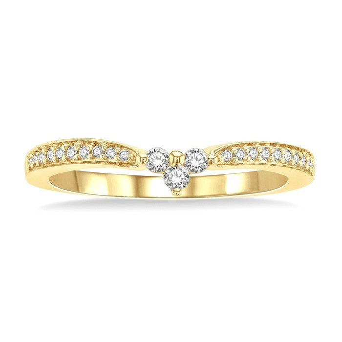 1/6 Ctw Chevron Round Cut Diamond Fashion Ring in 14K Yellow Gold