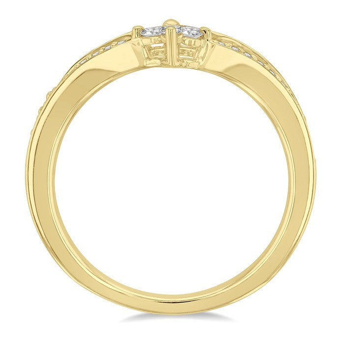 1/6 Ctw Chevron Round Cut Diamond Fashion Ring in 14K Yellow Gold