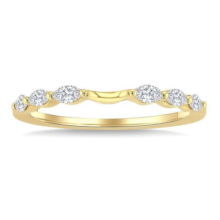 1/4 Ctw Marquise Cut Diamond Fashion Curved Band in 14K Yellow Gold