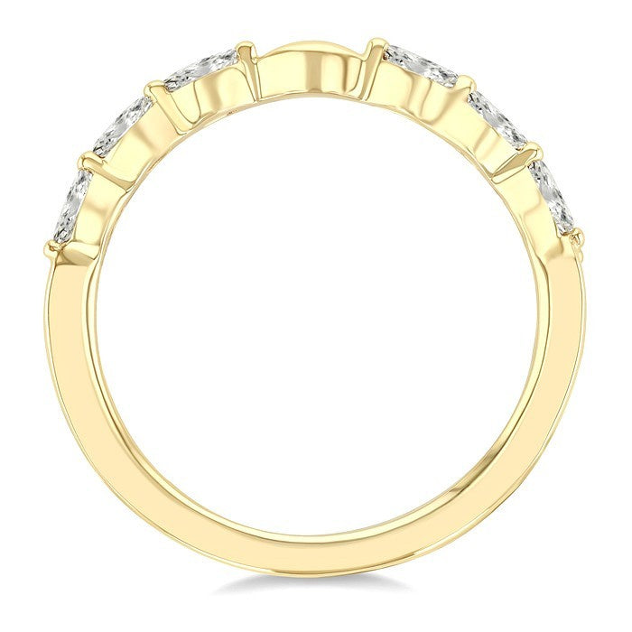 1/4 Ctw Marquise Cut Diamond Fashion Curved Band in 14K Yellow Gold