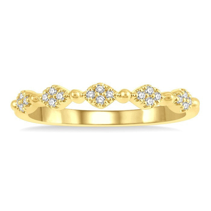 1/10 Ctw Marquise Mount and Ball Link Round Cut Diamond Stack Band in 14K Yellow Gold