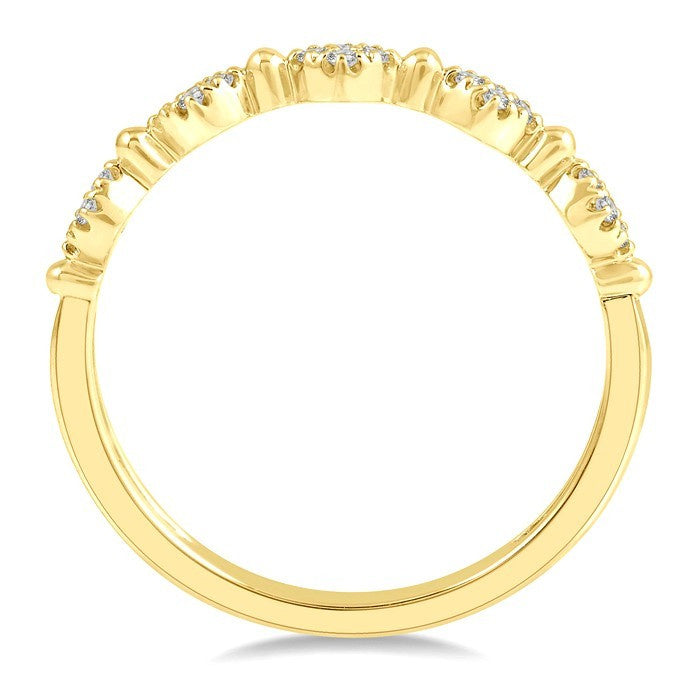 1/10 Ctw Marquise Mount and Ball Link Round Cut Diamond Stack Band in 14K Yellow Gold