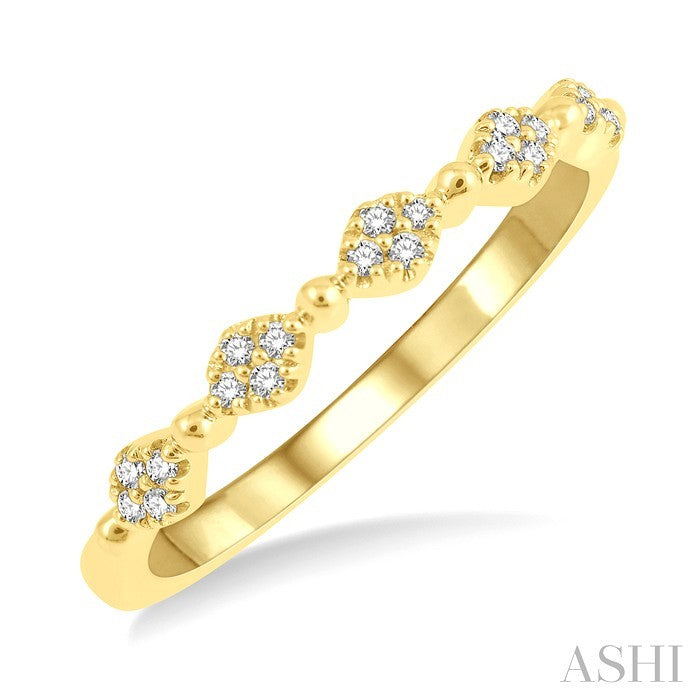 1/10 Ctw Marquise Mount and Ball Link Round Cut Diamond Stack Band in 14K Yellow Gold