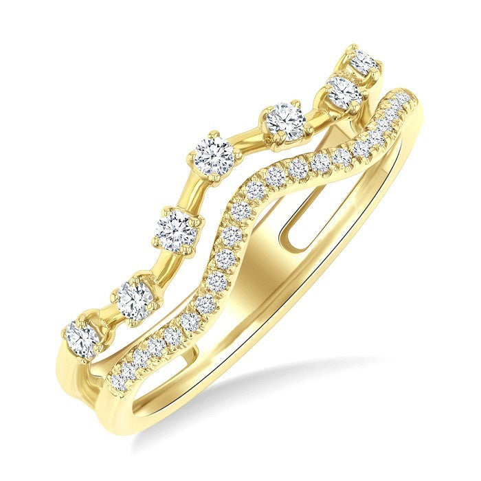 1/4 Ctw Curvy Split Twin Row Round Cut Diamond Fashion Band in 14K Yellow Gold